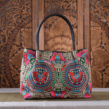 Hot Vintage Embroidery Shopping Casual Tote!All-match Nice Floral embroidered Shoulder&Handbag Versatile Bohemian Canvas Carrier 2024 - buy cheap