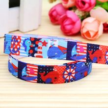 DHK 5/8'' Free shipping Fold Elastic FOE navy anchor printed headband headwear hairband diy decoration wholesale OEM P5281 2024 - buy cheap