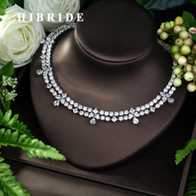HIBRIDE-collar de circonia cúbica para mujer, nuevo diseño exclusivo, Popular, chapado en oro blanco, joyería para mujer, accesorios de fiesta, N-961 2024 - compra barato