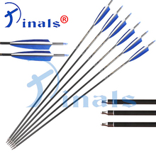 Pinals-flechas de carbono puro para tiro con arco, compuesto de plumas de pavo de 6,2mm y 5 pulgadas, con ID de Spine300-600, para caza y tiro con arco tradicional, 12 Uds. 2024 - compra barato