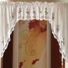 Tanmeluo Half Flower Kitchen Curtains Hollow Short Styles Valances White Embroidered Sheer Window Curtains New Arrival 2024 - buy cheap