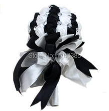 Черно-белые декоративные атласные розы ручной работы, свадебные цветы, свадебные букеты подружки невесты, цветы 2024 - купить недорого