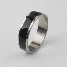 Широкий 5 мм кольцо в черную полоску 316L нержавеющая сталь мужское кольцо на палец оптовая продажа 2024 - купить недорого