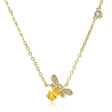 Szelam Amarelo Abelha Animal de Cristal Strass Colar de Jóias de Mulher Nova 2019 Collar de mujer SNE190070 2024 - compre barato