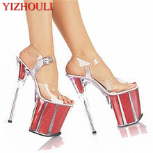 Zapatos de tacón de fiesta para mujer, Sandalias de tacón Ultra alto de 20CM, con plataforma de cristal, para boda 2024 - compra barato