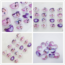 Qinz Jewelry 10Pcs Mixed Lots Pretty Beauty violetta Round-Shaped Lucite Resin Kids Girls Rings Party Gift Wholesale 2024 - buy cheap