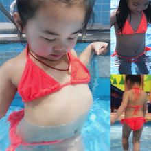 Biquíni laranja meninas, traje de banho fashion para meninas de 3 a 14 anos, roupa de praia elegante 2024 - compre barato