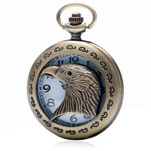 Vintage Pocket Watches Eagle Hawk Head Steampunk Watch Necklace Copper Quartz Fob Clock White Dial Mens Womens Birthday Gifts 2024 - buy cheap