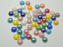 Luater ab redondo base plana em cores mistas, cabochão de vidro meia pérola 8mm 2024 - compre barato