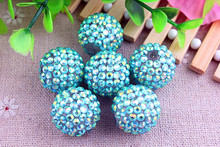 Kwoi vita Neon Aqua Ab Wholesales  AAA Quality 20mm Chunky 100pcs/lot  Resin Rhinestone Ball  beads for Kids Girl  Jewelry 2024 - buy cheap