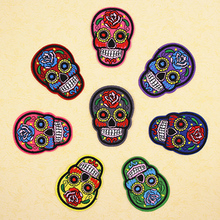 8pcs/lot Mix Color Flower Skull Skeleton Embroidery Iron On Patches for Clothes Appliques Sew On Motif Badge DIY Clothing Bag 2024 - buy cheap