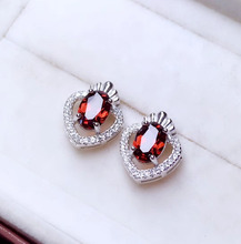Pendientes con gema S925 de color rojo Natural con piedras preciosas de plata natural para mujer 2024 - compra barato