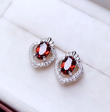 Fashion Lovely feet Natural red garnet gem stud earrings S925 silver natural gemstone earrings women girl party gift jewelry 2024 - buy cheap