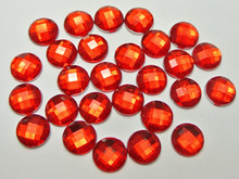 200 o flatback acrílico vermelho facetou pedras preciosas redondas do strass 10mm nenhum furo 2024 - compre barato