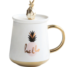 Tazas de café creativas en 4 colores, Taza de leche de cerámica con tapa de piña, taza de té, termo, botella de agua, Mejores amantes, regalos de cumpleaños 2024 - compra barato