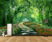 Пользовательские размеры, современные стерео обои, лес парк зеленый оттенок дорога 3d пейзаж фон papel де parede papier peint 2024 - купить недорого
