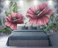 Customized large-scale 3D mural wallpaper3D hand-painted flowers Nordic living room background wall decoration painting 2024 - buy cheap