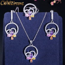CWWZircons-Conjunto de pendientes y collar con forma de flor para mujer, aretes, Circonia cúbica, Zirconia, circonita, zirconita, zirconita, T337 2024 - compra barato