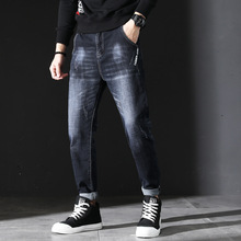 Облегающие мужские джинсы, 2019, модные рваные джинсы на молнии в стиле хип-хоп, свободные потертые байкерские шаровары 2024 - купить недорого