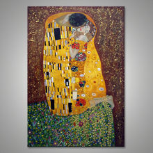 Gustav Klimt pintura a Óleo Pinturas Da Lona Arte Da Parede fotos Para Sala de estar de casa decoração da parede pintada à Mão O Beijo amante decor09 2024 - compre barato
