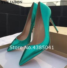 YUE JABON Colorful Dark Green Snake pointed toe heels prom party sexy shoes woman big size women high heels pumps 12cm 10cm 8cm 2024 - buy cheap