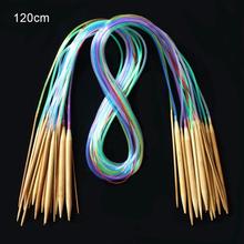 Juego de agujas de tejer circulares de bambú, conjunto de agujas de tejer de 40-120cm, 18 tamaños 2024 - compra barato