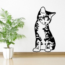 Gato de pared de Felino sentado para dormitorio, arte de sala de estar, vinilo, diseño artístico, Y-852 2024 - compra barato