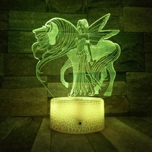 3D illusion Forma Cavalo Unicórnio Menina Luz Da Noite USB Lâmpada USB Lâmpada de Mesa de Cabeceira Quarto 3D Interior Decor Branco Base de Toque iluminação