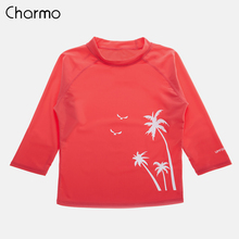 Charmo Children Swimsuit Boy&Girl Long Sleeve Rash Guard Top coconut tree Swimwear UPF 50+ Rashguard Swimming Shirt Bathing Suit 2024 - buy cheap