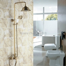 Bathroom Antique Brass Wall Mounted Rain Shower Faucet Set with Hand Spray Shower + Shower Head /Single Handle Mixer Taps Wrs172 2024 - buy cheap