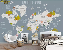 beibehang Custom photo wallpaper mural cartoon world map background wall papers home decor papel de parede infantil wall paper 2024 - buy cheap