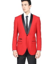 New Popular One Button Red Groom Tuxedos Shawl Lapel Groomsmen Mens Wedding Suits Blazers (Jacket+Pants+Tie) W:514 2024 - buy cheap