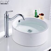 Hot Cold Water Mixer Tall  Faucet Bathroom Basin Sink Faucet Single Handle Crane Chrome White Finished  ELF5002C 2024 - buy cheap