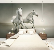 Papel de parede autoadesivo 3d com cavalo branco, papel de parede removível cavalo branco, arte de decoração para casa 2024 - compre barato