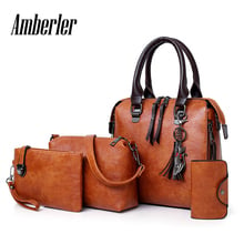 Amberler-bolsos de mano de PU para mujer, bandoleras de piel sintética de gran capacidad, conjunto de 4 piezas, bolso de mano informal con rasguños y bolsos 2024 - compra barato