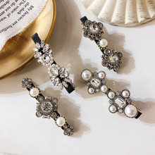 New Hair Accessories Vintage Crystal Flower Simulated Pearl Cross Barrettes Hair Clips Pins Korean Fashion Hairgrips Gift H6530 2024 - buy cheap