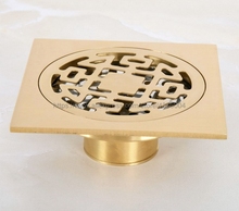Drains 10*10cm Gold Brass Shower Floor Drain Bathroom Deodorant Euro Square Floor Drain Strainer Cover Grate Waste Nhr050 2024 - buy cheap