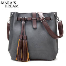 Mara's Dream 2019 Vintage PU Leather Women Bag New Tassel Messenger Bag Solid Tote Bags Women Large Capacity Shoulder Bag Bolsas 2024 - buy cheap