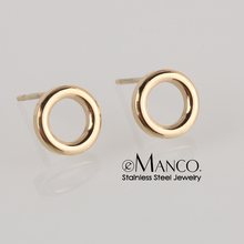 Женские серьги-пусеты e-Manco, маленькие круглые серьги из нержавеющей стали в Корейском стиле, модные украшения в подарок 2024 - купить недорого