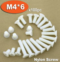 100pcs DIN965 M4 x 6 White Plastic Nylon Screw Cross Recessed Countersunk Flat Head Screws 2024 - buy cheap