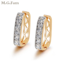 MxGxFam (factory sale ) Square Hoop Earrings For Women Mix Gold Color Top Quality AAA+ CZ 2024 - buy cheap