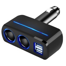 SOONHUA 90 Degree Rotatable Black 12V 24V Car Charger Multi Port 2 Cigarette Lighter Sockets 2 USB Car Charger With Smart Chip 2024 - buy cheap