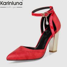 KarinLuna hot sale Summer Fashion Western Shallow Sandals Women Plus Size 32-43 Black High Chunky Heels Women Shoes Woman 2024 - buy cheap