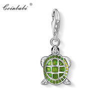 Charm Pendant Green Turtle,2018 Fashion Jewelry Trendy Real Authentic 925 Sterling Silver Gift For Women Men Fit Bracelet 2024 - buy cheap