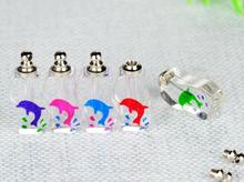 dolphin shape Crystal Vial Pendants miniature glass bottles rice vials SCREW CAP necklace perfume bottle Rice Charms diy vials 2024 - buy cheap