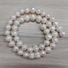 Cuentas de perlas de agua dulce de forma redonda cerrada de patatas, color crema blanco natural, para fabricación de joyería, material artesanal, cuentas de oración 2024 - compra barato