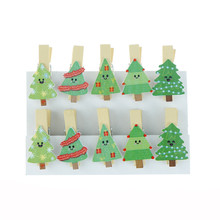 10pcs/lot Lovely Christmas Tree Wooden Clip Photo paper Clothespin Craft Clips Clip with Hemp Rope 2024 - buy cheap