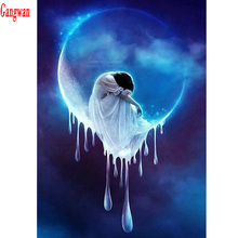 DIY Diamond painting girl cross stitch kits blue beauty moon full diamond embroidery 5d mosaic icons rhinestone pictures decor 2024 - buy cheap