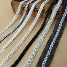 1 Yard Beaded Lace Ribbon Pearl Trims Fabric Clothes Collar Decoration Lace For Jewelry Headpiece DIY Dress Belt Sewing 2024 - buy cheap