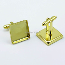 Blank Cufflinks Settings with Square Deep Wall Bezel Cabochons Bases Men's Metal Cuff links DIY Findings Golden tone Plated 2024 - buy cheap